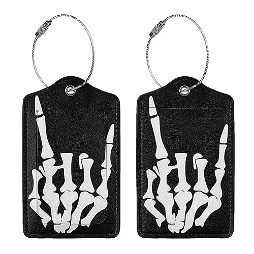 2 Pcs Skull Luggage Tags for Suitcases, Funny Halloween Luggage Tag, Skeleton Hand Decor, Christmas Birthday Gifts for Women Men Uncle Auntie Brother Sister Grandpa Grandma Cruise Ships