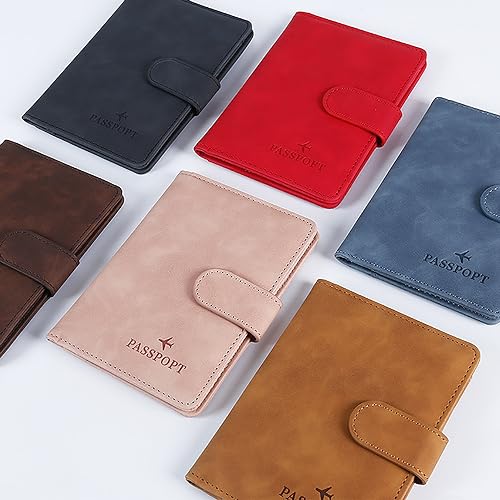 Image of House of Quirk Passport Holder Cover, PU Leather Passport Cover Case Organiser with Wallet for Credit Card, Money, Business Cards, Passport for Women Men (with Lock Red)