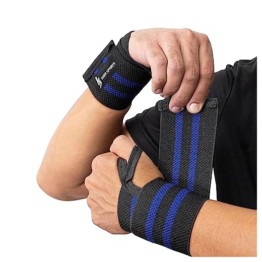 Par Munhequeira Elástica de Pulso Crossfit Azul -Keer Sports Cor:Preto e Azul;Tamanho:Único;Gênero:Unissex