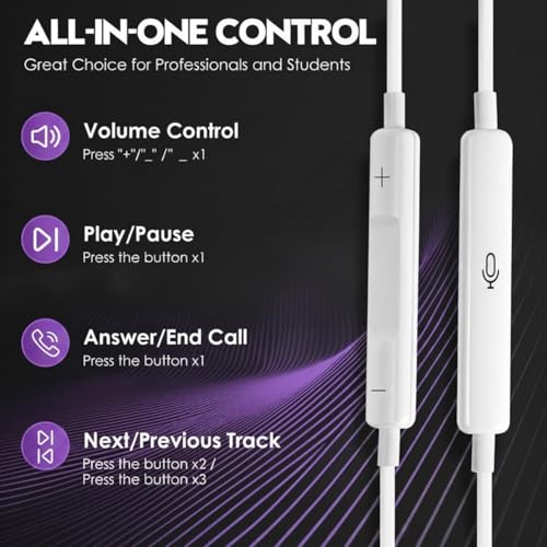 Image of Type-C Wired Earphones Compatible with iPhone 15, 16, 17, 17 Pro, iPad & All USB-C Devices | Hi-Fi Stereo Sound, Deep Bass, Built-in Mic, Volume Control, Noise Isolation, Comfortable C Device ip61
