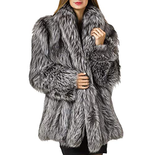 LIYT Women's Winter Thick Outerwear Warm Long Fox Faux Fur Coat Parka Jacket Overcoat Plus Size