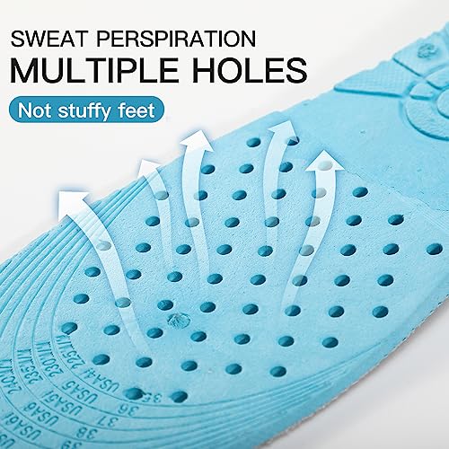 Image of Height Increase Insole 3-Layer Air Cushion Heel Insert Lift Shoes Insole for Men and Women Invisible Elevator Adjustable Insoles (Full Pad US 4-9, Blue)