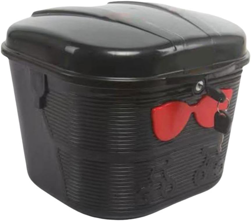 Electric Bike Basket Front Mounted Storage Box Lock Design 20L Large Capacity with Lid Heavy Duty Bicycle Basket for Biking, Black Red