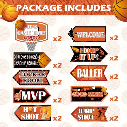 Image of 20 Pieces Basketball Party Decorations Basketball Party Sign Basketball Themed Party Directional Signs Welcome Sign for Basketball Party Supplies Boys Sports Birthday Party Decorations
