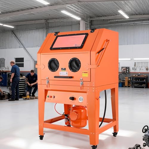 Image of VEVOR Heavy Duty Sandblasting Cabinet Kit with Pressurized Tank, Industrial-Grade Steel Sand Blasting Cabinet - with Dust Collector and Casters for Oversized Parts Surface Finishing, Rust Removal