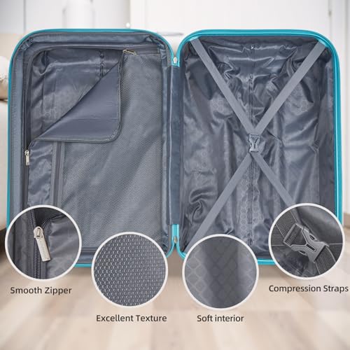 Image of LARVENDER Luggage Sets 4 Piece, PC+ABS Expandable Suitcases with Wheels | Suitcase Set for Women and Men|Checked Luggage|Carry On Luggage|Hardside Lightweight|Cotton Candy