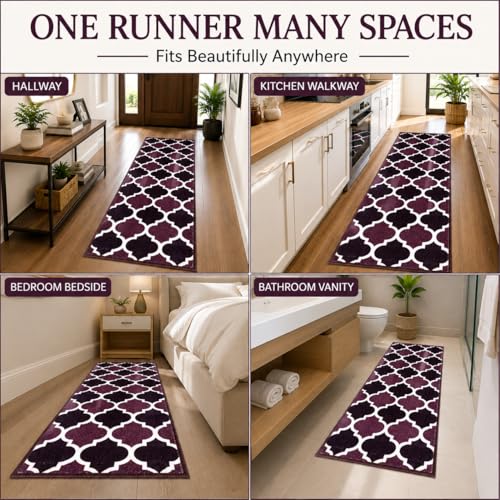 Image of Matz&More Trellis Islamic Runner Mat | 50x120 CM | Two Toned Brown | Nylon Tufted Gel Baking Anti-Slip | Doormat for Home Entrance, Kitchen & Bedroom