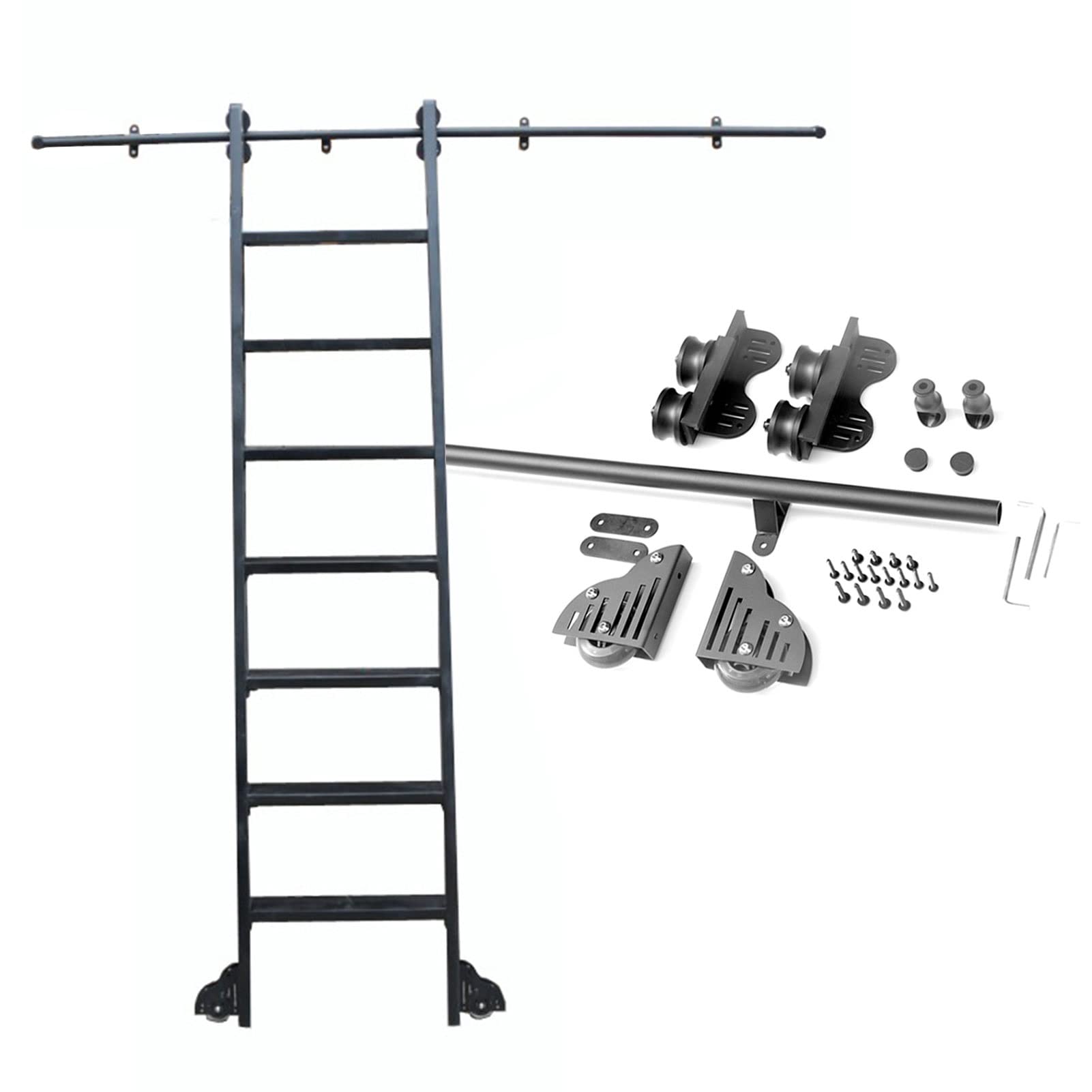 Kit de porte de grange coulissante MiroDo avec rail noir de suspension