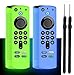 Produktbild DAZUAN 2 PCS Schutzhülle für Alexa Sprachfernbedienung (3rd Gen) (2021 Release), Stoßfeste Silikonhülle für Fire TV Stick 4K 2021 Fernbedienung mit Anti-Verlust-Seil (Blau Leuchtend + Grün Leuchtend)