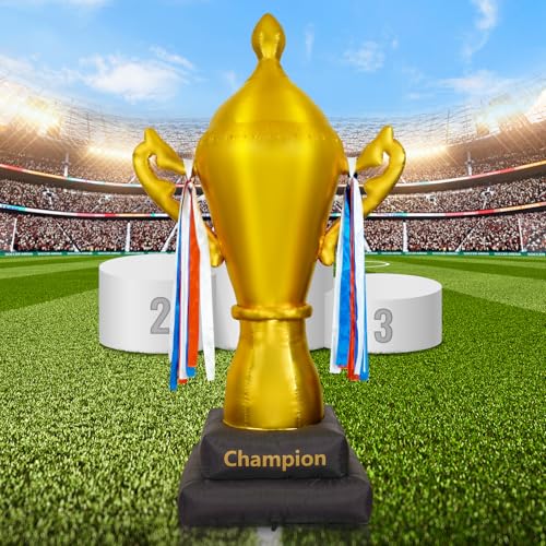 7Ft Gaint Golden Inflatable Trophy Champion Theme Party Decorations, Heavy Duty Blow Up Trophy Cup, Waterproof Inflatable Decor Large Trophy Supplies for Sports Competitions Award Celebration