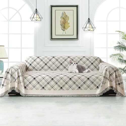 jianyana Sofa Covers Soft Durable Reversible Chenille Sofa Slipcover Couch Covers Modern Plaid Universal Furniture Protector for 1 2 3 4 Seater Sofa Loveseat L-shape Corner Futon Sofas