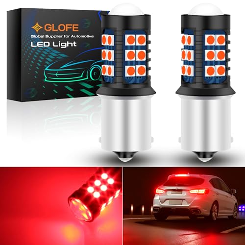 GLOFE 3030 30SMD 1156 BA15S LED Bulbs Red Brake Light, Super Bright Unique 1:1 Design, 7506 1156A 1003 1141 P21W Light Bulbs for Tail Light, Stop Brake Signal Lights, Pack of 2