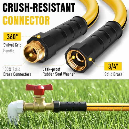 Heavy Duty Garden Hose 25ft, Non-Expandable Flexible Water Hose for Outside, Kink Resistant Lightweight Hybrid Hose with Solid Brass Accessories, Leakproof Hose Male to Female Fittings by EOOIO - Used condition - Image 7