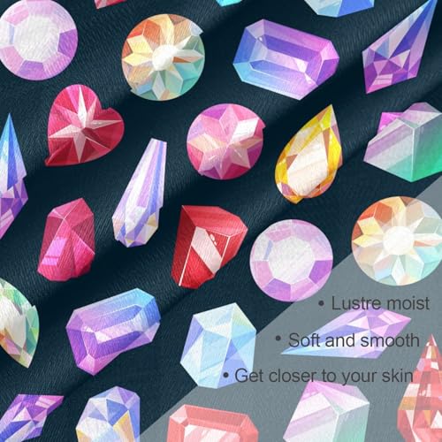 OTVEE 35" Square Neck Scarf Headscarf Lightweight Women Silk Like Curly Headband Tie Sleeping at Night Fashion Bandana Gemstones Seamless Pattern4