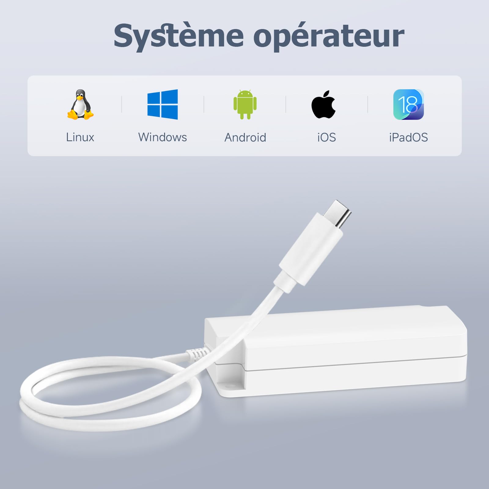 PROCET Gigabit PoE vers USB-C Adaptateur Ethernet RJ45 5V 2A 10W 1000Mbps