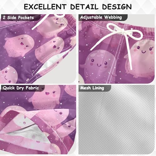 Pigsaly Boys Swim Trunks Mauve Dusty Rose Cute Ghost Boys Board Shorts Swimsuit Swimwear Summer Bathing Suit XS3