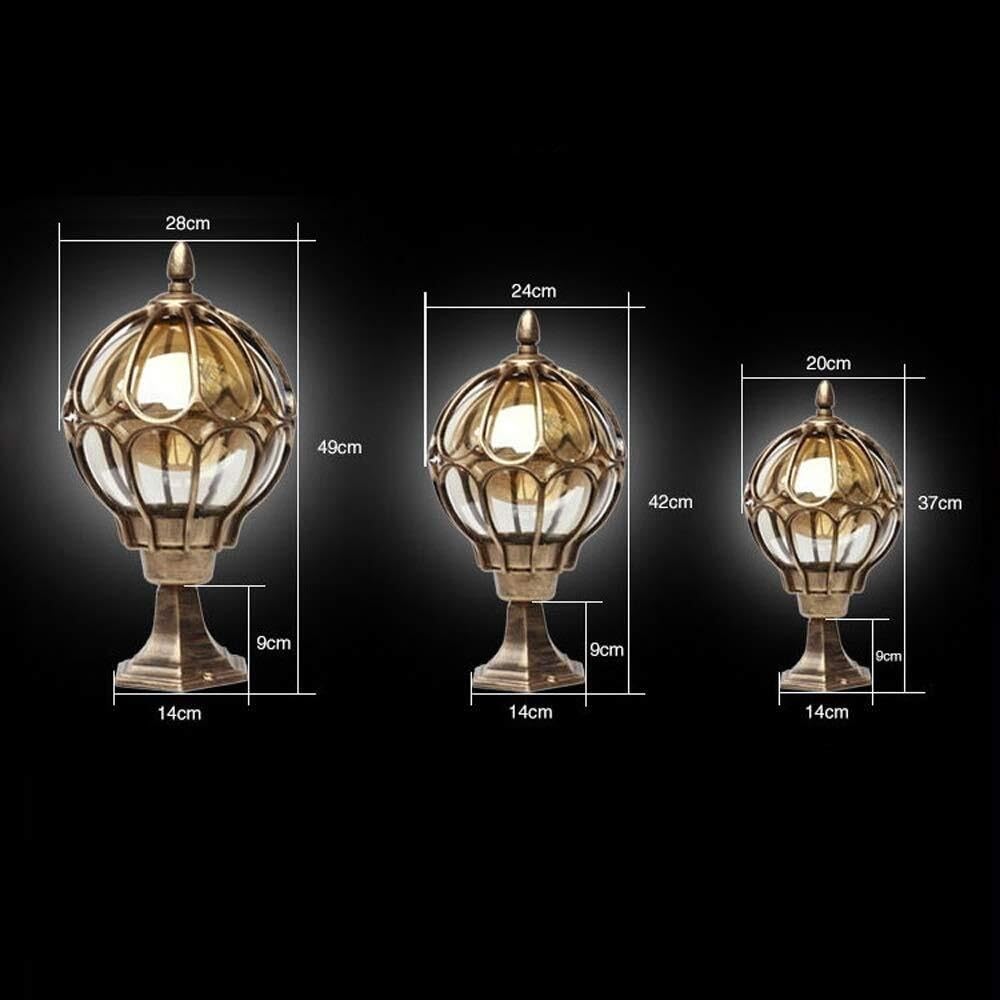 Farola Exterior Para Valla Lámpara De Pilar De Aluminio Para Exteriores, Lámpara De Pilar De Vidrio Para Puerta De Patio De Jardín Europeo, Lámpara De Poste De Globo De Vidrio, Luz De Columna E27 Luz