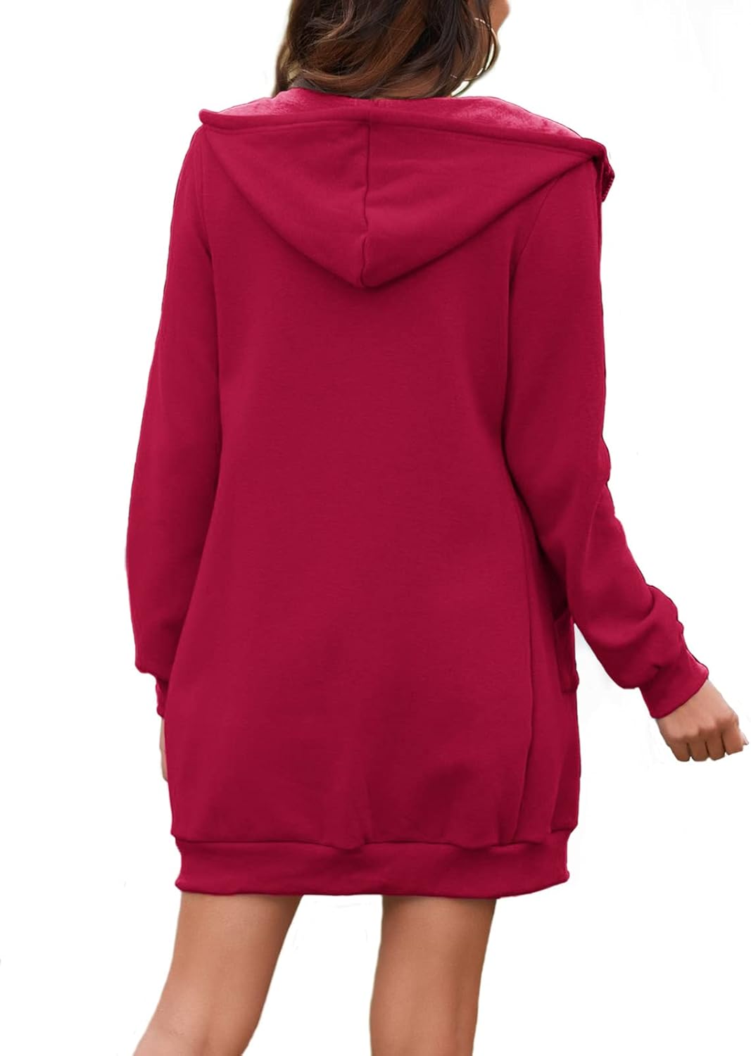 Locryz Women's Zip Up Hoodies Long Tunic Sweatshirts Oversized Fleece Sweatshirt Long Hoodie Fall Jacket Coat with Pocket - Image 2