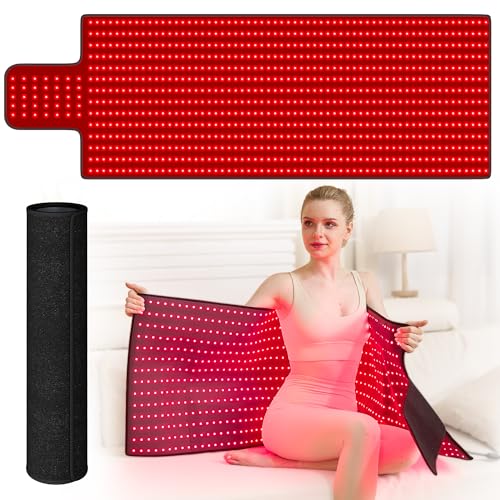 Extra Large Red Light Therapy Mat 875 High-Density LEDs Full Body Red Light Therapy 660nm & 850nm Dual Wavelengths Foldable Red Light Therapy Blanket with Timer 65 x 20