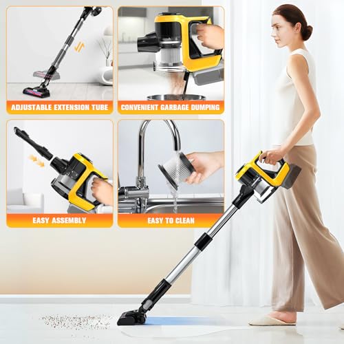 Image of Cordless Vacuum Cleaner Compatible with DeWALT 20v Battery(no Battery), 6 in 1 Lightweight Stick Vacuum with 2 Mode Suction, 250W Brushless Motor, Stick Cordless Vacuum Hardwood Floor Pet Hair