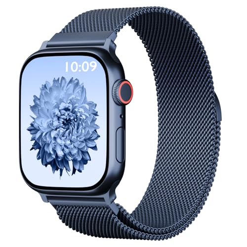 Image of Magnetic Mesh Metal Compatible with Apple Watch Band 49mm 46mm 45mm 44mm 42mm 41mm 40mm 38mm Men and Women, Stainless Steel Loop Clasp Replacement for iWatch Bands Ultra Series 10 9 8 7 SE 6 5 4 3 2 1