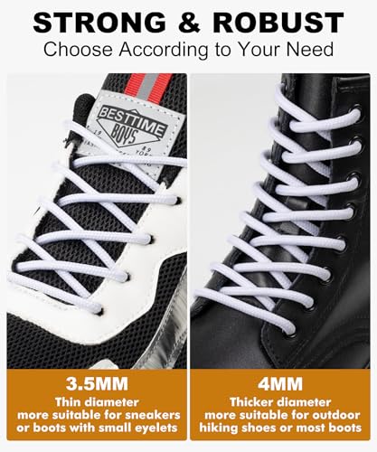 Image of Handshop 2 Pairs Round Boots Shoelaces, Heavy Duty Outdoor Shoe Laces | Replacement Shoestrings for Hiking, Running, Sporting Shoes and Work boots, Sturdy and Robust, 28 Colors, 30-63 inch Length