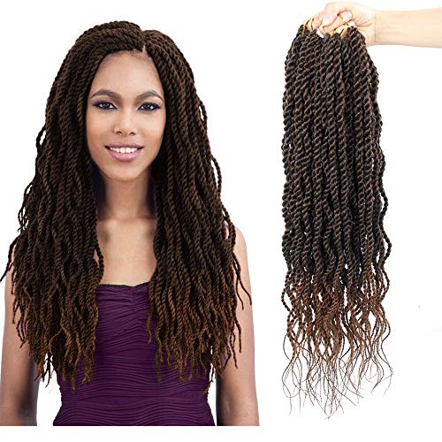 18inch Wavy Senegalese Twist Crochet Hair Braids Curly Goddess Senegal Twists Hair Synthetic Braiding Hair Extension (#1B/30)