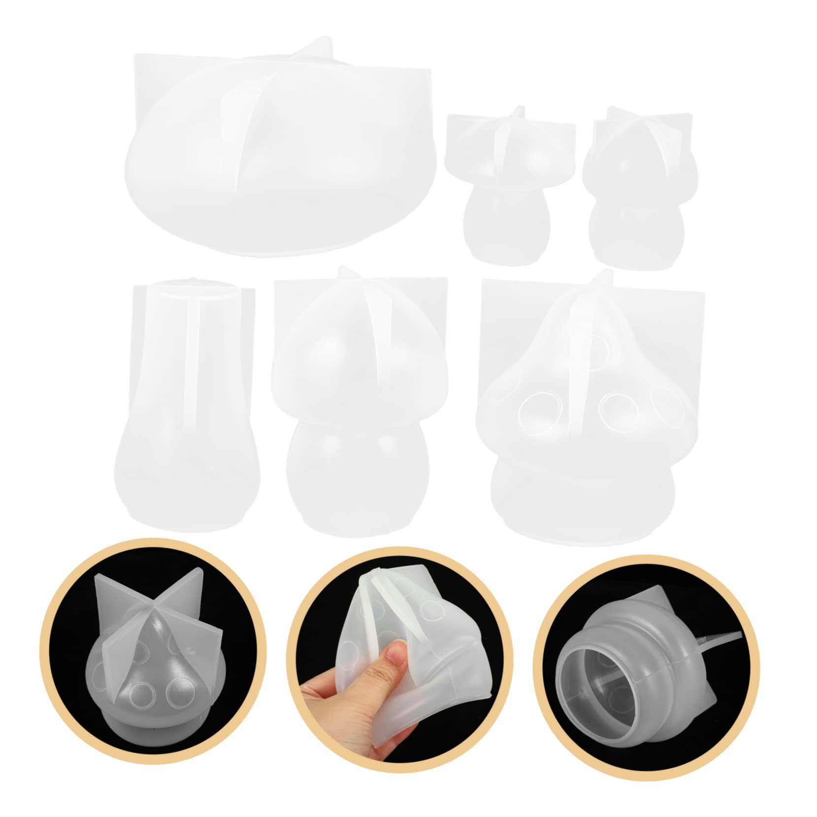 HOMSFOU 6pezzi Stampo in Silicone Forma Fungo Per Artigianato Fai Da Te Stampo Epossidico Antiaderente Flessibile e Resistente Agli Strappi