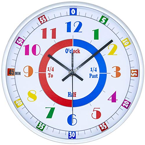 45Min Teaching Clock, Silent Movement, Educational Clock, Makes Kids Learning Time Faster