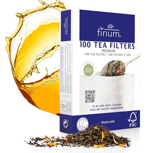 Finum 100 filtros de té de 100 x 130 mm, hasta 6 Tazas, Fibra Natural, Blanco, M