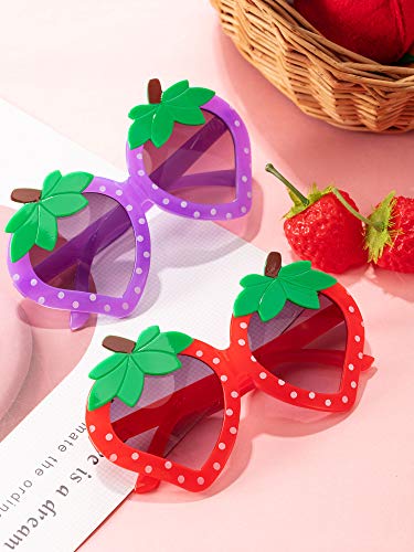 Frienda 5 Pairs Strawberry Sunglasses for Kids Toddler Girl Strawberry Party Favors Sunglasses Vintage Funny Sun Glass for Toddler Girls Favors4