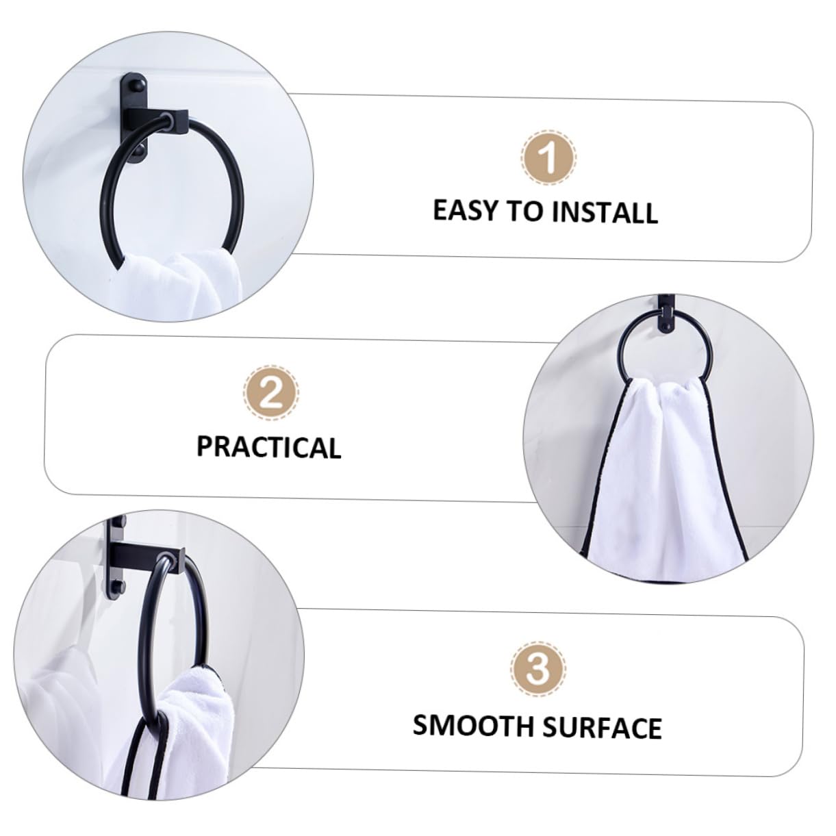 Tofficu 2 Piezas Toalla de Aluminio toallero baño Negro