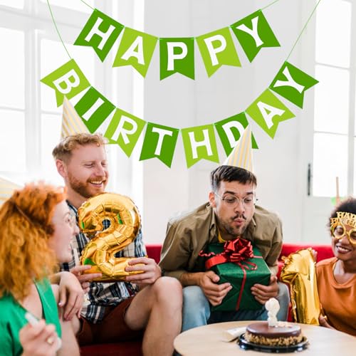 Image of Happy Birthday Banner Party Banner NO DIY Birthday Sign Green