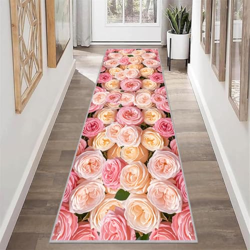 Tapete Pasillo Rosas Degradado Rosa-Amarillo 1.3x7ft miniatura 2