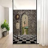 Cartoon Window Film Stained Glass Black Green Non-Adhesive Opaque Static Cling Vinyl Bathroom Door S
