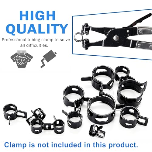 Image of Tnisesm 132Pcs 6-25MM Spring Hose Clamps with Hose Clamp Pliers, Black Small Hose Clamps Automotive Fuel Hose Clamp Silicone Vacuum Hose Pipe Low Pressure Air Clip Clamp