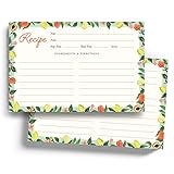 Minimalmart Lemon & Peach Recipe Cards 4' x 6' Recipe Cards- Thick Premium Card Stock With Kraft Paper Look | Ideal For Recipe Box Or Binder | Lots Of Space & Easy To Write On | Set Of 50