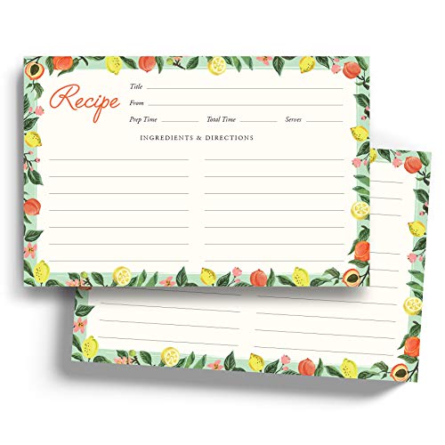 Minimalmart Lemon & Peach Recipe Cards 4" x 6" Recipe