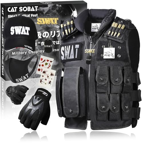Catsobat SWAT ベスト コスプレ コスチューム フルセット サバイバルゲーム 戦闘服 ハロウィン 仕様 【メーカー30日保証付き】 (大人用)