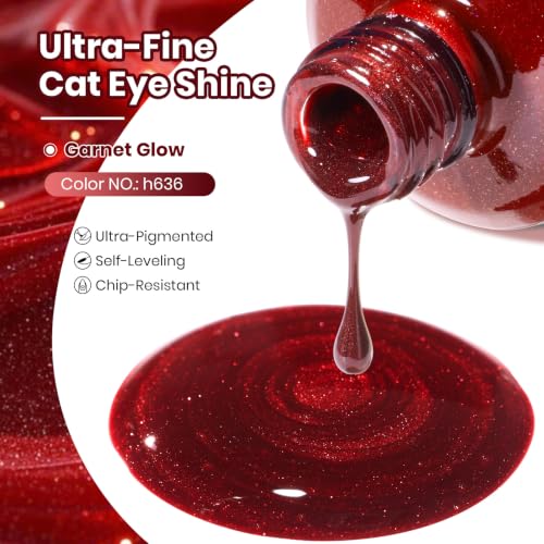 Image of Beetles Red Cat Eye Gel Nail Polish, Magnetic Soak Off Gel Polish 15ml | Full Size Red Cat Eye Gel Polish with Magnetic Creates a Glassy Shimmer Effect UV LED Cured for DIY Salon at Home