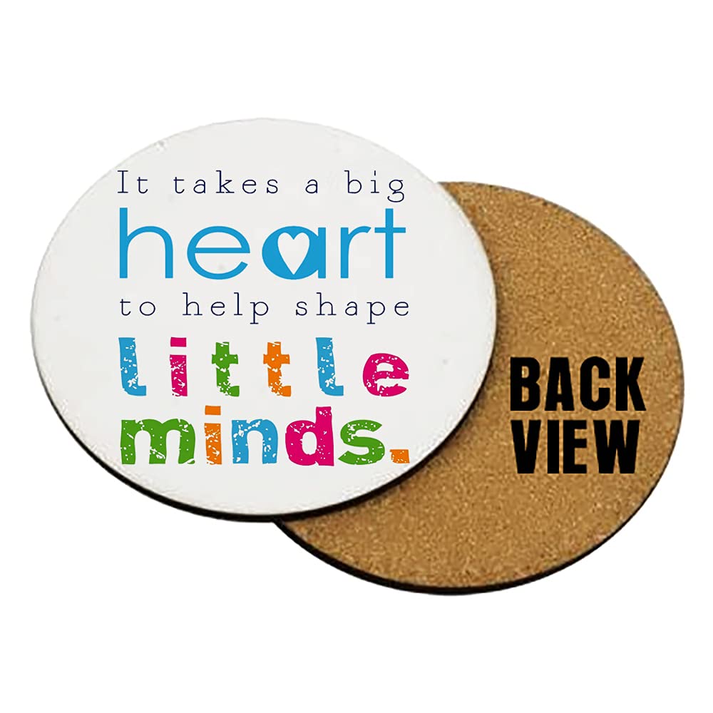 Giftme Round Coaster Mdf Teachers Gift - It Takes A Big Heart To Help Shape Little Minds Birthday Gift End Of Term Teacher Appreciation Coaster, Tableware, Drinks Coffee-Tea Coaster. (Round Coaster Mdf)