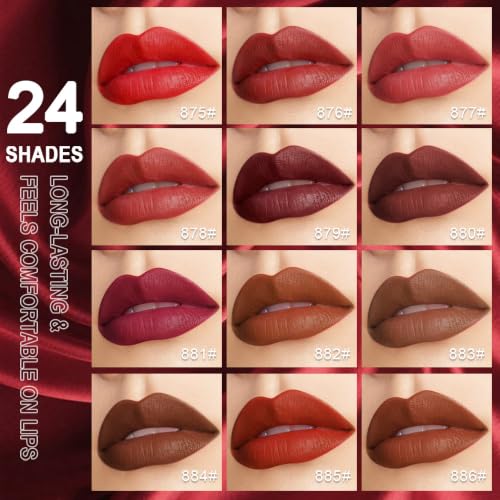 Image of Kaely Velvet Lipstick for Women, High Pigmented Matte Lipstick Long Lasting Waterproof, Velvet Silky Lip Stick Stain Makeup 24 Hour Original, Vegan & Cruelty-Free, 880