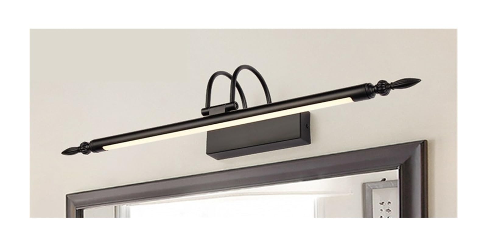 Lámpara de baño LED 9W 56CM Luz de espejo de níquel for dormitorio Vestidor Iluminación de imagen de pared negra Cobertura total(Warm,SAND NICKEL_9W 56CM)