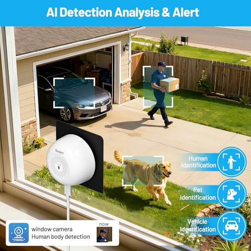 Image of Noonkey Window Camera for Home Security - 3MP Ultra HD, Smart AI Color Night Vision, Anti-Reflection Indoor Window Security Camera with Custom Zone Detection, Alexa & 10X Zoom