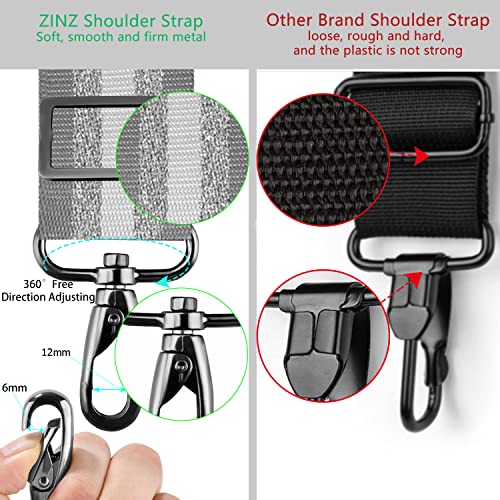 Image of ZINZ Shoulder Strap Universal Bag Strap - 78 inch Ultra-Thick Padded with Dual Balanced Adjustable Buckles for Briefcase, Travel, Sports, Laptop, Crossbody Bag - Gray Silver