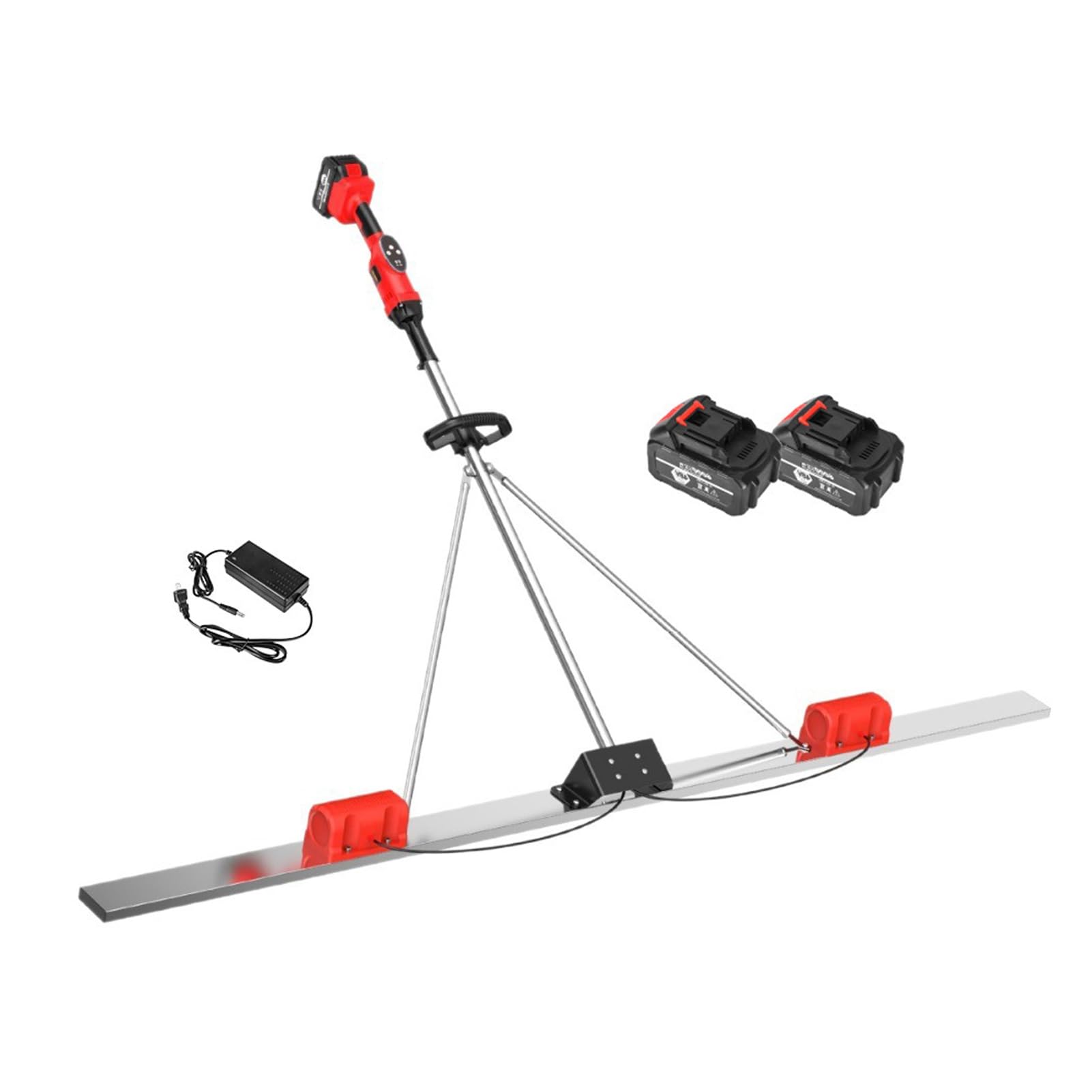 Construction Power Screed，6000mAh High-Capacity Battery，9-Speed Variable Vibration，1.5m Stainless Steel Leveling Scraper，Ergonomic Concrete Finishing System(1.8m)