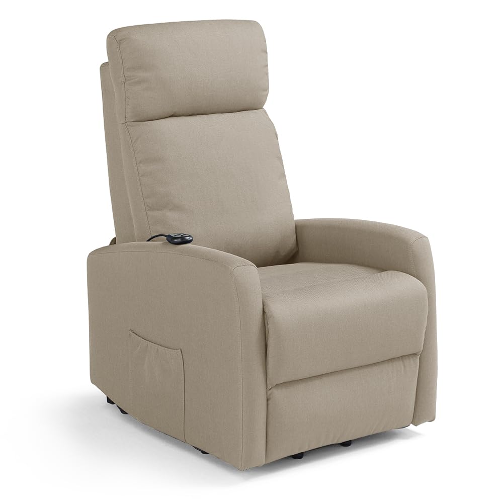 REDÒKASA Poltrona relax elettrica Seattle Plus per anziani, 1 o 2 motori, 2 ruote posteriori, reclinazione e alzapersona, dimensioni contenute, tessuto antimacchia idrorepellente (1 Motore, Corda)