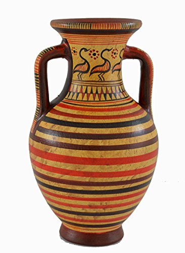 Estia Creations Minoan Pottery Mini Amphora Vase - Geometric Design - Handmade in Greece