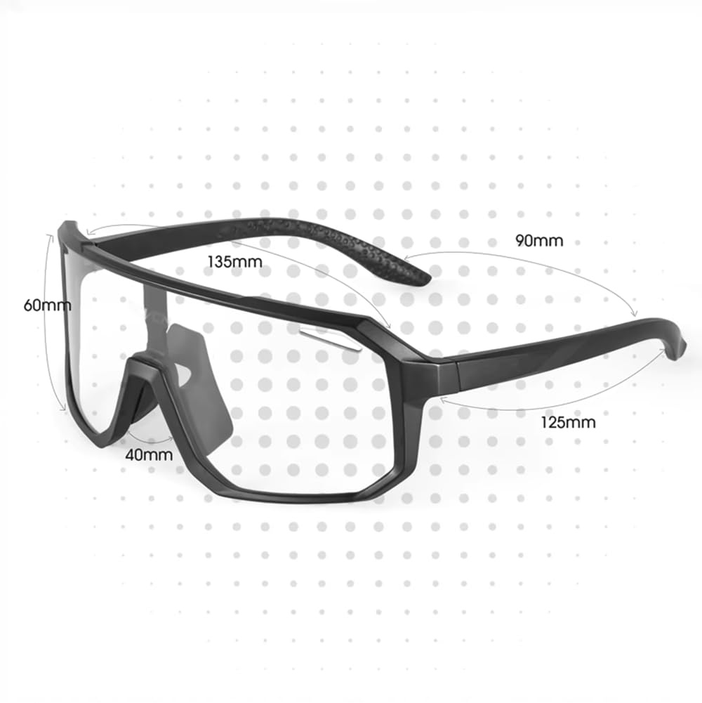 Lunettes De Soleil De Cyclisme Photochromiques UV400 pour Hommes Lunettes De Sport De Course À Pied pour Femmes Lunettes De Route