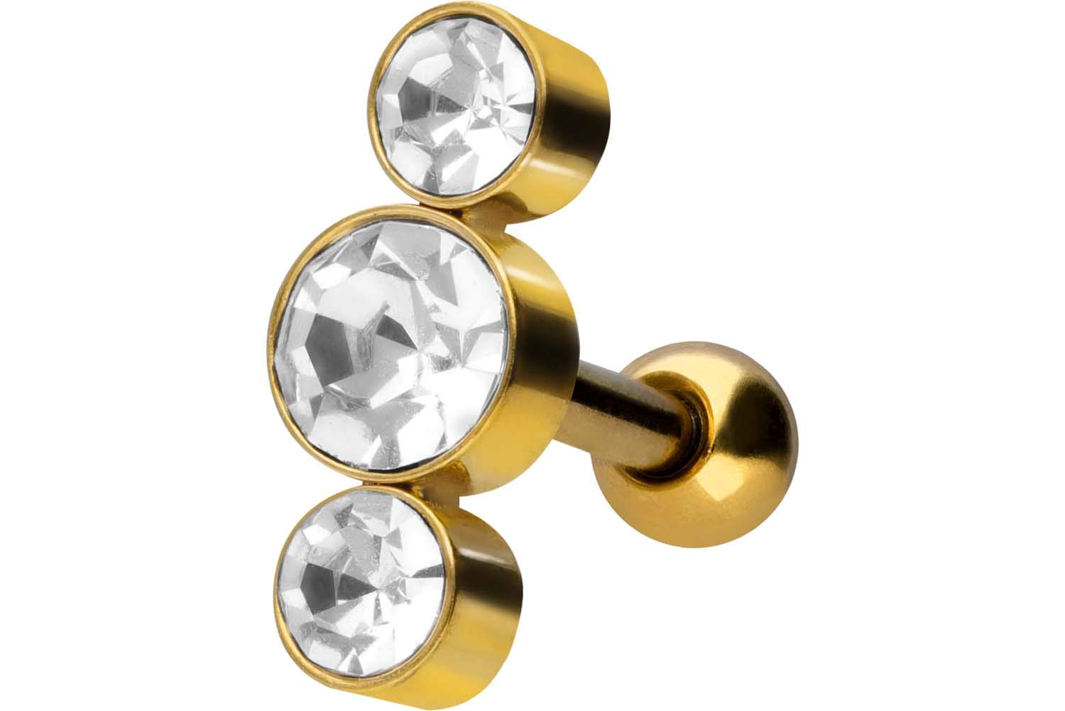 PIERCINGLINE ear piercing con 3 cristales de acero quirúrgico como joya piercing para oreja o hélix en 4 elegantes colores